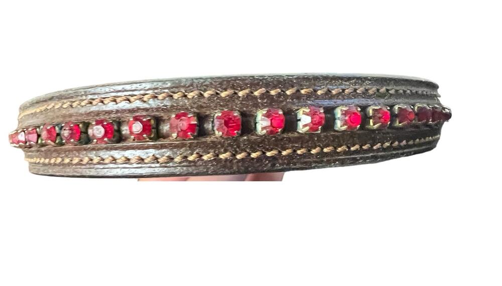 English Bridle brow band red gems